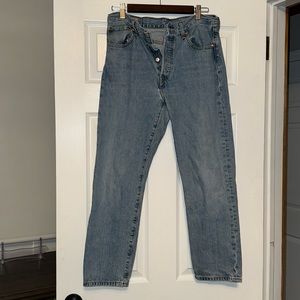 Levi 501 Hi Waist Crop Straight Leg Jeans (Jokes on You)